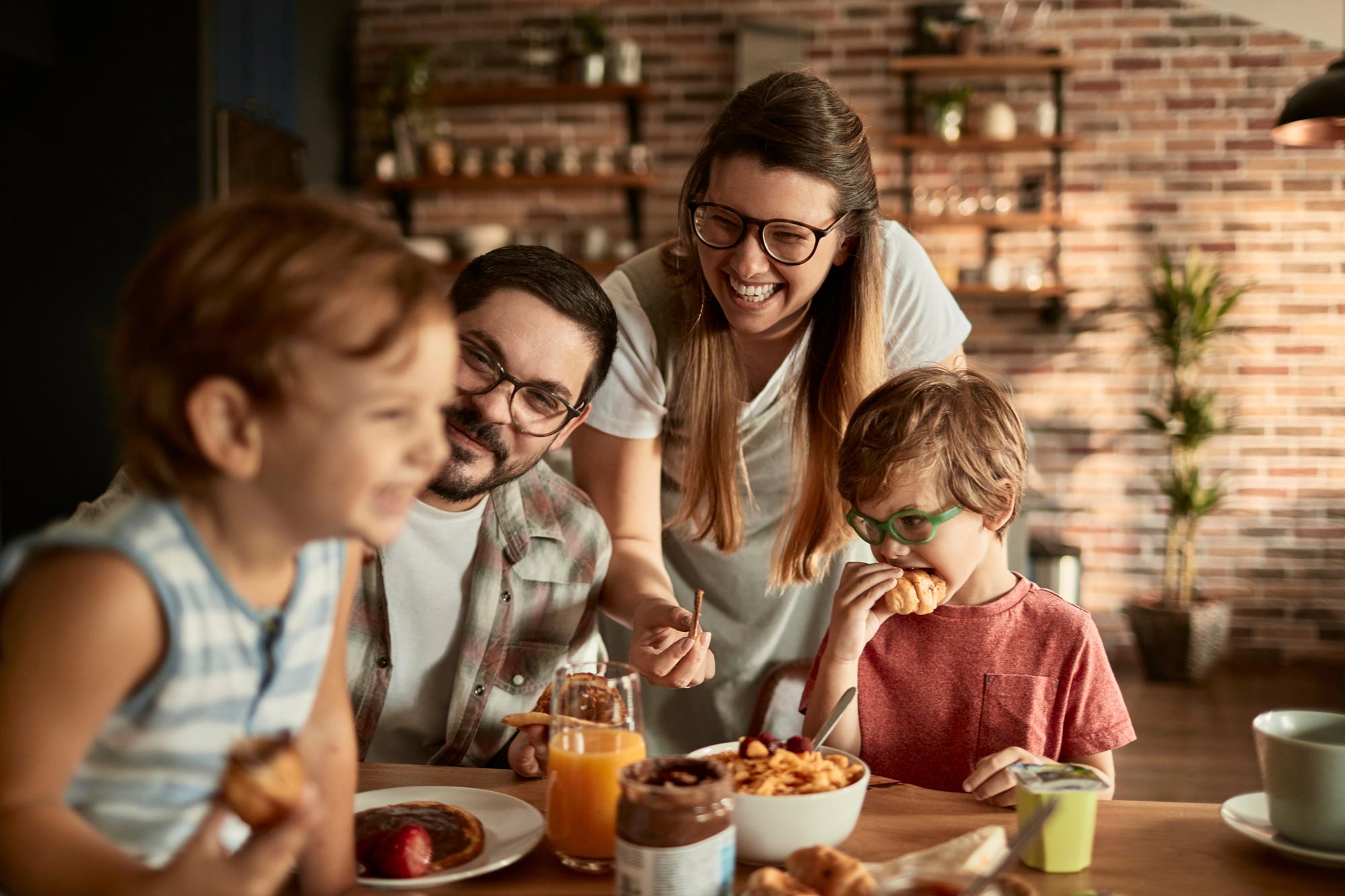 A Teamster family sharing breakfast together